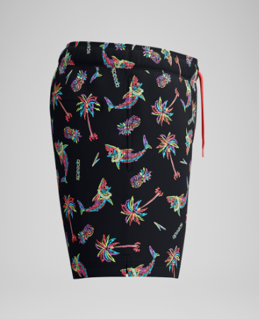 Speedo Men's Printed 16'' Redondo Edge Swim Shorts - Black/Orange