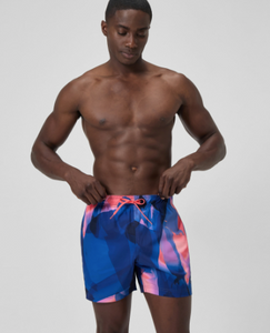 Speedo Men's Printed 16'' Redondo Edge Swim Shorts - Blue/Pink