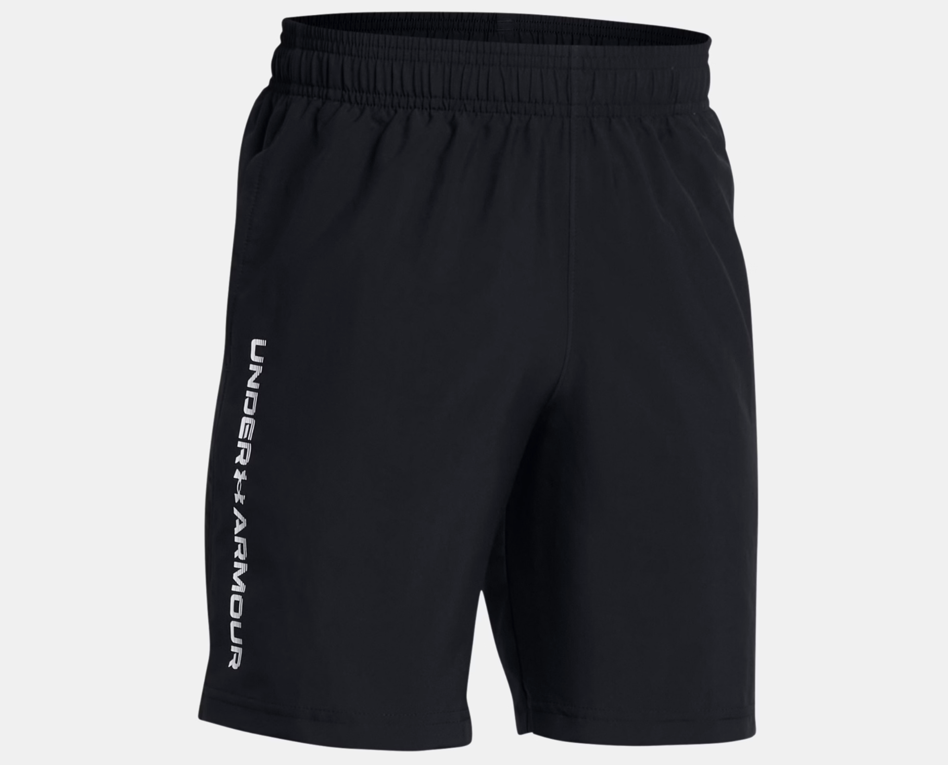 Under Armour Boys' Woven Wordmark Shorts - Black/White (001)