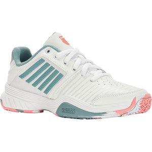 K-Swiss Kids Court Express Omni Tennis Shoes - WHITE/NILE BLUE/DESERT FLOWER
