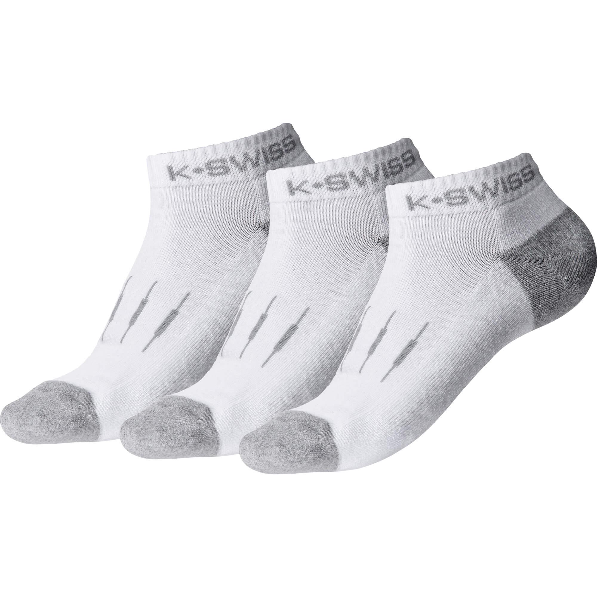 K Swiss Womens Low Cut Sports Socks (3 Pairs) - White/Light Grey