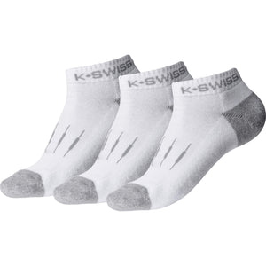 K Swiss Womens Low Cut Sports Socks (3 Pairs) - White/Light Grey