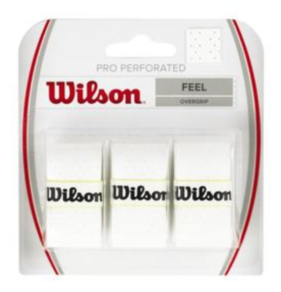 Wilson Pro Perforated Overgrips tennis racket grip - White (3 pack)