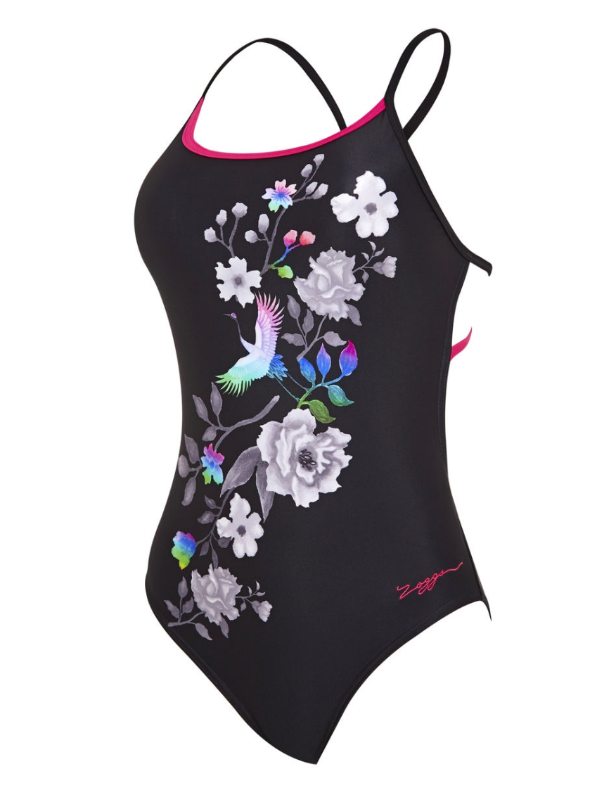 Zoggs Women's Sakura Starback Swimsuit - Black/Multi
