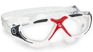Aqua Sphere Vista Unisex Swimming Mask Goggles Clear Lens - White/Red
