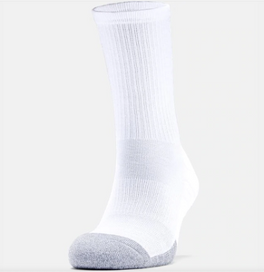 Under Armour Adult HeatGear Crew Socks 3-Pack - White/Grey