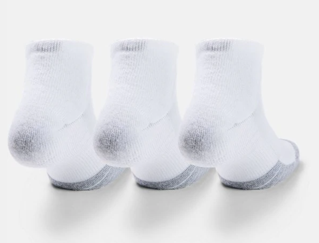 Under Armour Adult HeatGear Lo Cut Socks 3-Pack - White/Grey