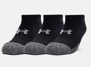 Under Armour Adult HeatGear No Show Socks 3-Pack - Black/Grey