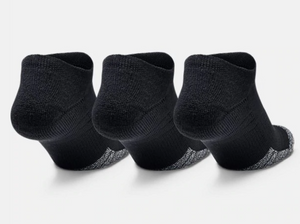 Under Armour Adult HeatGear No Show Socks 3-Pack - Black/Grey