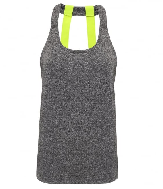 TriDri Women's Double Strap Back Vest Tank - Black Melange