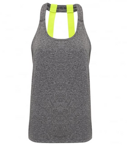 TriDri Women's Double Strap Back Vest Tank - Black Melange