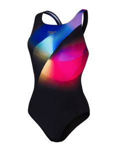 Speedo Women's  Placement Digital Powerback Swimsuit - Black/Purple