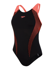 Speedo Women's Placement Laneback Swimsuit - Black/Red