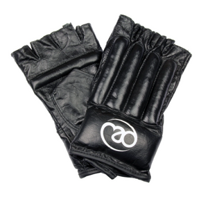 Fitness Mad Fingerless Leather Bag Mitts - Black/White