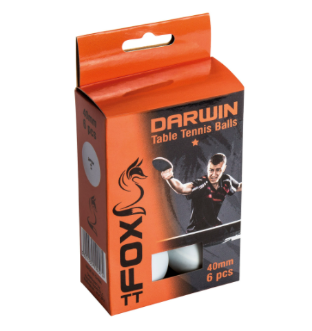 Fox TT Darwin 1 Star Table Tennis Balls - 6 pack