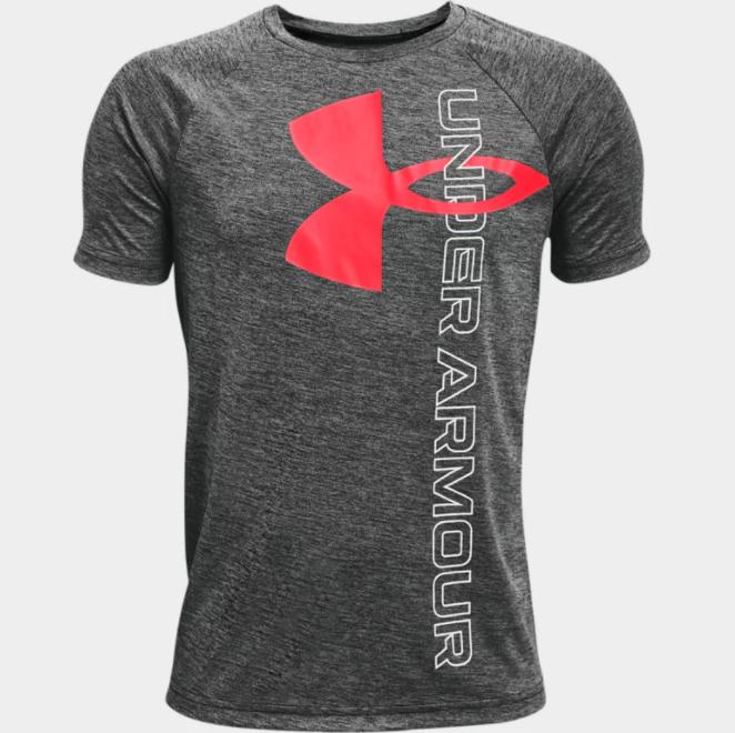 Under Armour Boy's Tech Split Logo Hybrid Short Sleeve T-Shirt - Black (002)