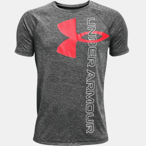 Under Armour Boy's Tech Split Logo Hybrid Short Sleeve T-Shirt - Black (002)