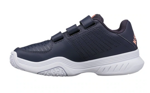 K Swiss Kids Court Express Strap Omni Junior Tennis Shoes - Graystone/Peach Nectar/White