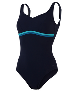 Speedo Women's Contourluxe Solid Shaping 1 piece Swimsuit - Navy/Green