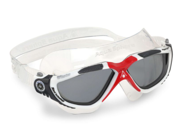Aqua Sphere Vista Unisex Swimming Mask Goggles Smoked Lens - White/Red