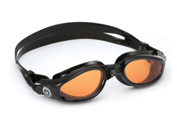 Aqua Sphere Kaiman Unisex Swimming Goggles Amber Tinted Lens - Black