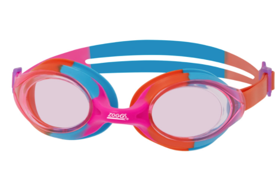 Zoggs Bondi Junior Swimming Goggles Clear Lens (6-14 years) - Pink/Orange/Blue
