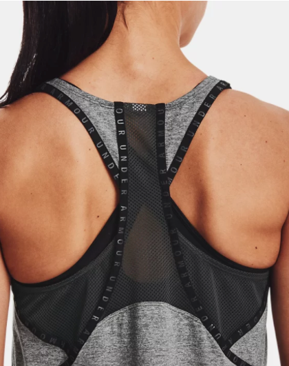 Under Armour Women's Knockout Mesh Back Tank - Jet Gray Light Heather/Black (011)