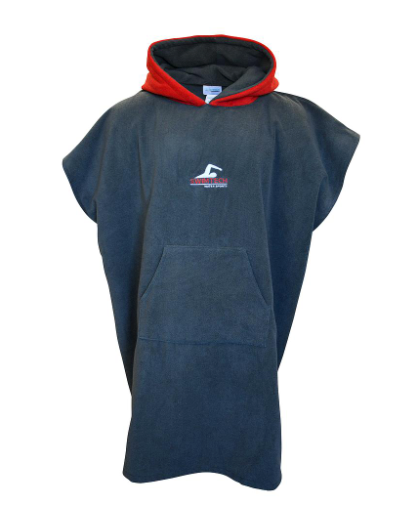 SwimTech Microfibre Adult Poncho - Grey/Red