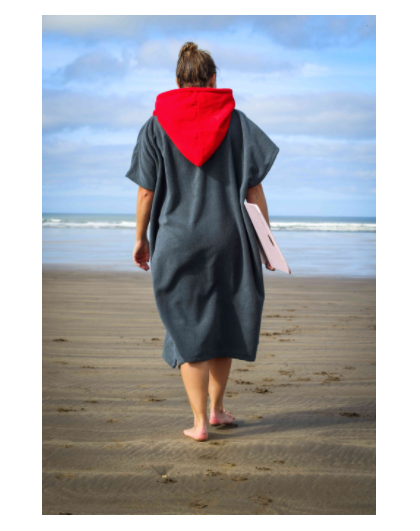 SwimTech Microfibre Adult Poncho - Grey/Red