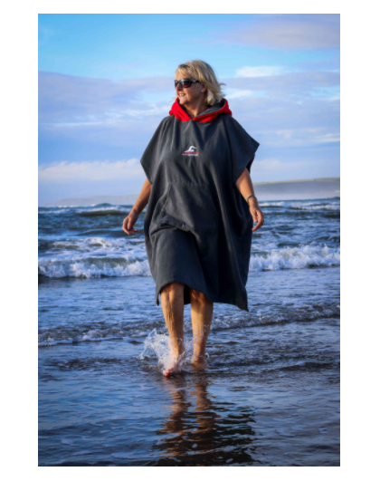 SwimTech Microfibre Adult Poncho - Grey/Red