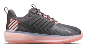 K-Swiss Women's Ultrashot 3 Tennis Shoes - Asphalt/Peach Amber/White