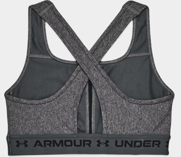 Under Armour Women s Mid Crossback Heather Sports Bra Grey 019