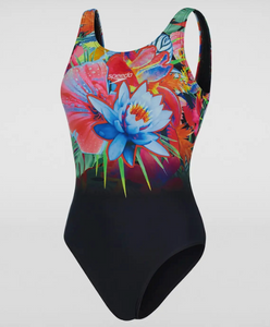 Speedo Women's Digital Placement U-Back Swimsuit - Black/Blue