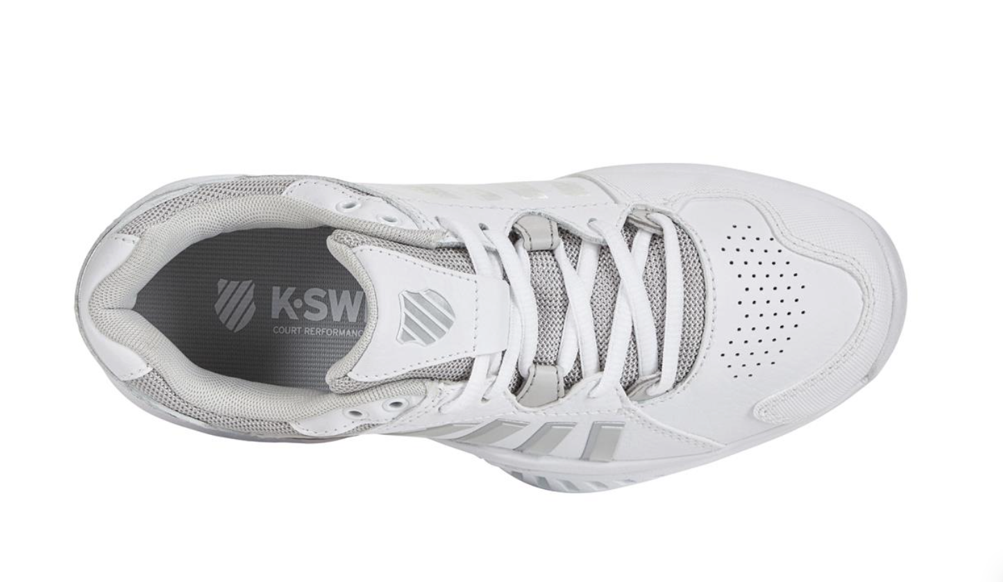 K-Swiss Women's Receiver V Indoor CARPET Tennis Shoes - White/Vapor Blue/Silver