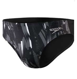 Speedo Men's Allover 7cm Swimming Brief - Black/Grey