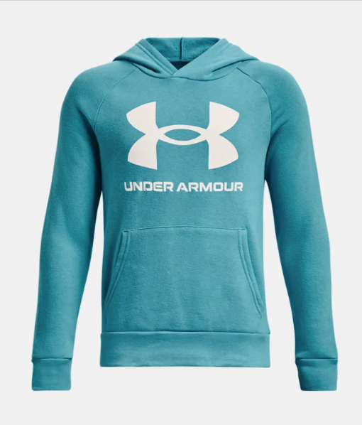 Under Armour Boys Rival Fleece Big Logo Hoodie Glacier Blue 433