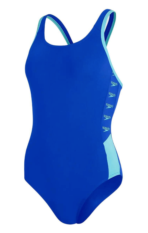 Speedo Women's Boom Logo Splice Muscleback Swimsuit - Blue/Blue