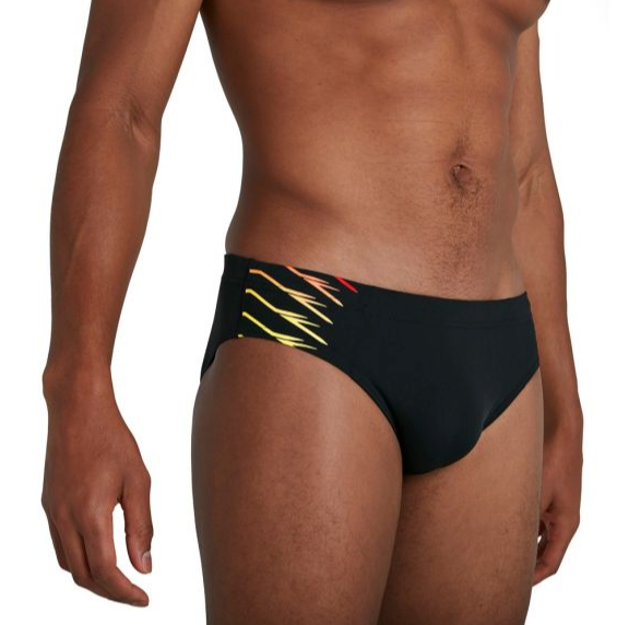 Speedo Men s Placement 7cm Brief Black Yellow Equip Sports
