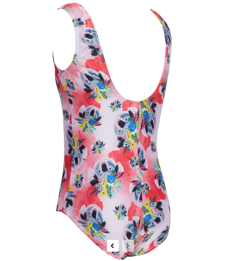 Zoggs Girls Koala Print Scoopback Swimsuit