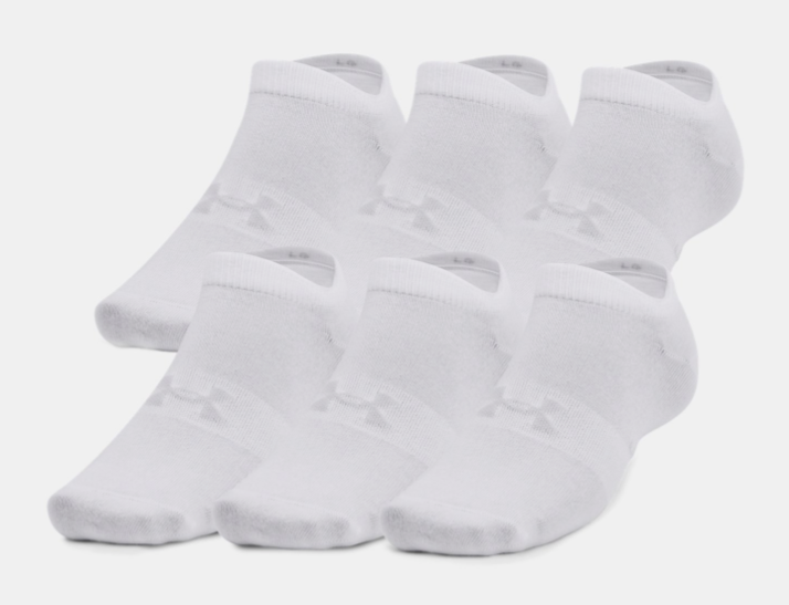 Under Armour Women's Essential No Show Socks 6 Pack - White/Grey (100)