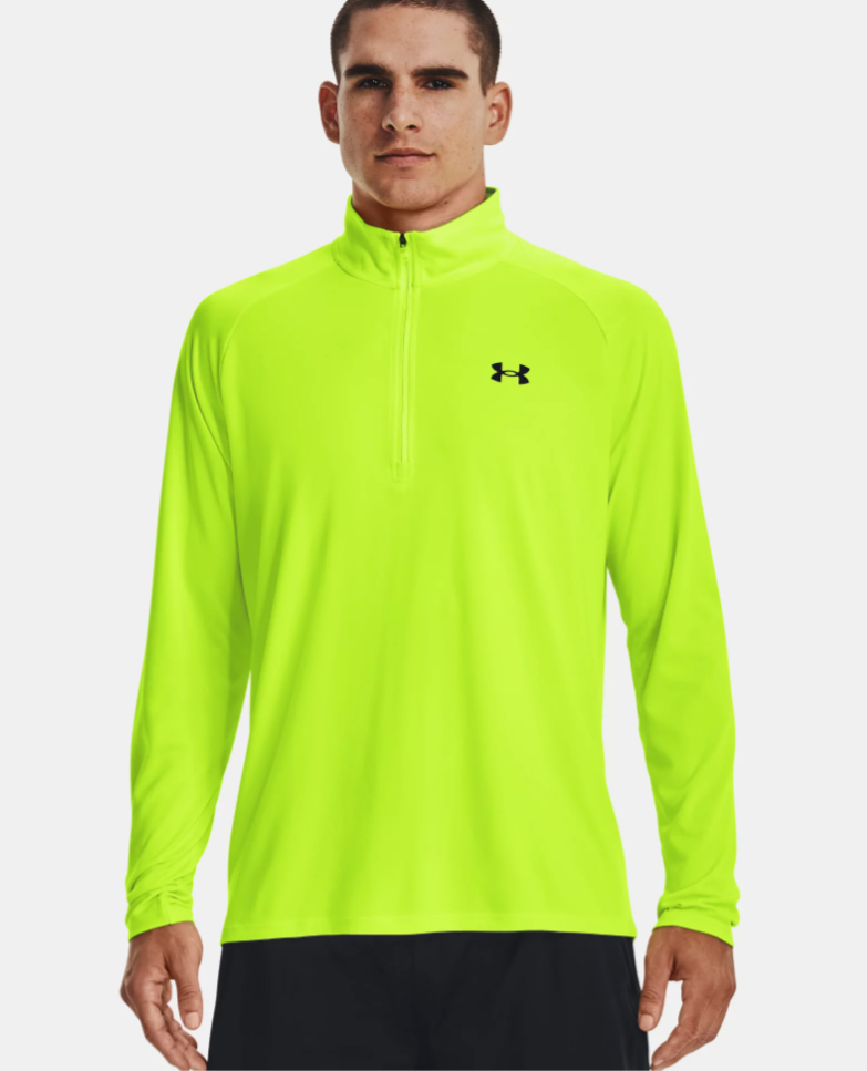Under Armour Men s Tech Zip Long Sleeve Lime Surge Black