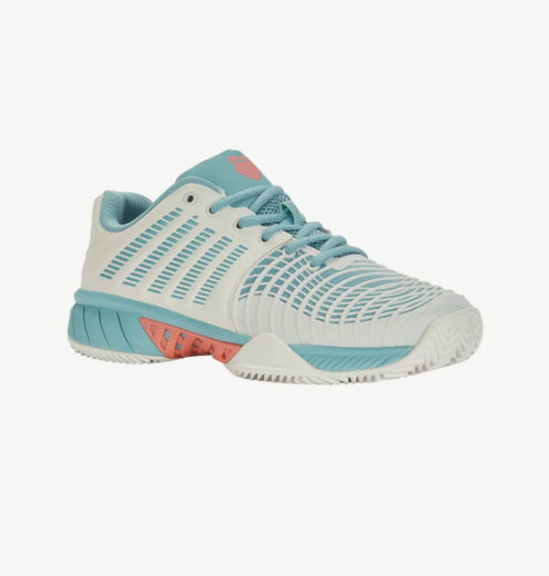 K-Swiss Women's Express Light 3 HB Tennis Shoes - BLANC DE BLANC/NILE BLUE/DESERT FLOWER