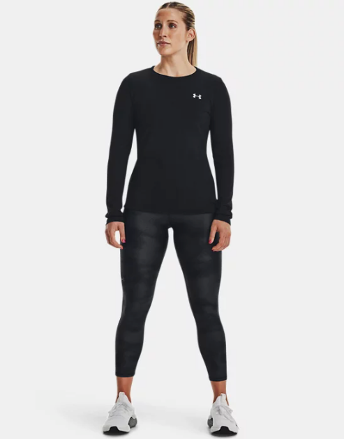 Under Armour Women's HeatGear No-Slip Waistband Printed Ankle Leggings - Black/Jet Gray (003)